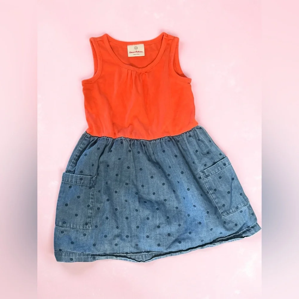 Hanna Andersson polka dots Chambray play dress